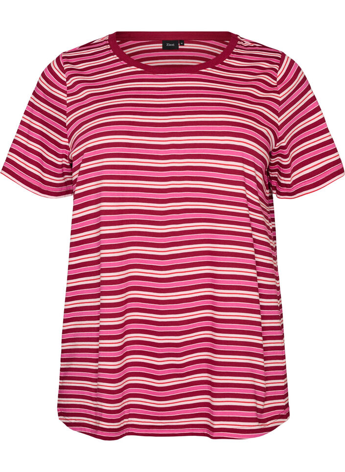 Gestreept T-shirt van biologisch katoen, Rood, Packshot image number 0
