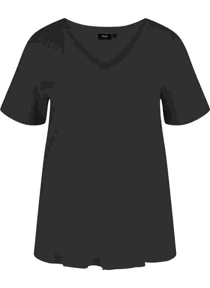 Katoenen t-shirt met geribbeld structuur, Black