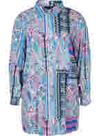 Lange viscose blouse in paisleyprint, Blue Pink Paisley 