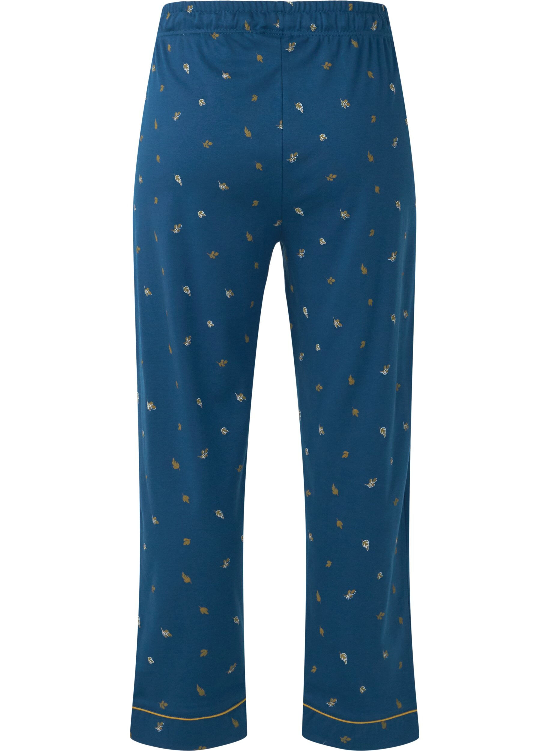 Zizzi Bedrukte katoenen nachtbroek, Blue Opal AOP, Packshot image number 1