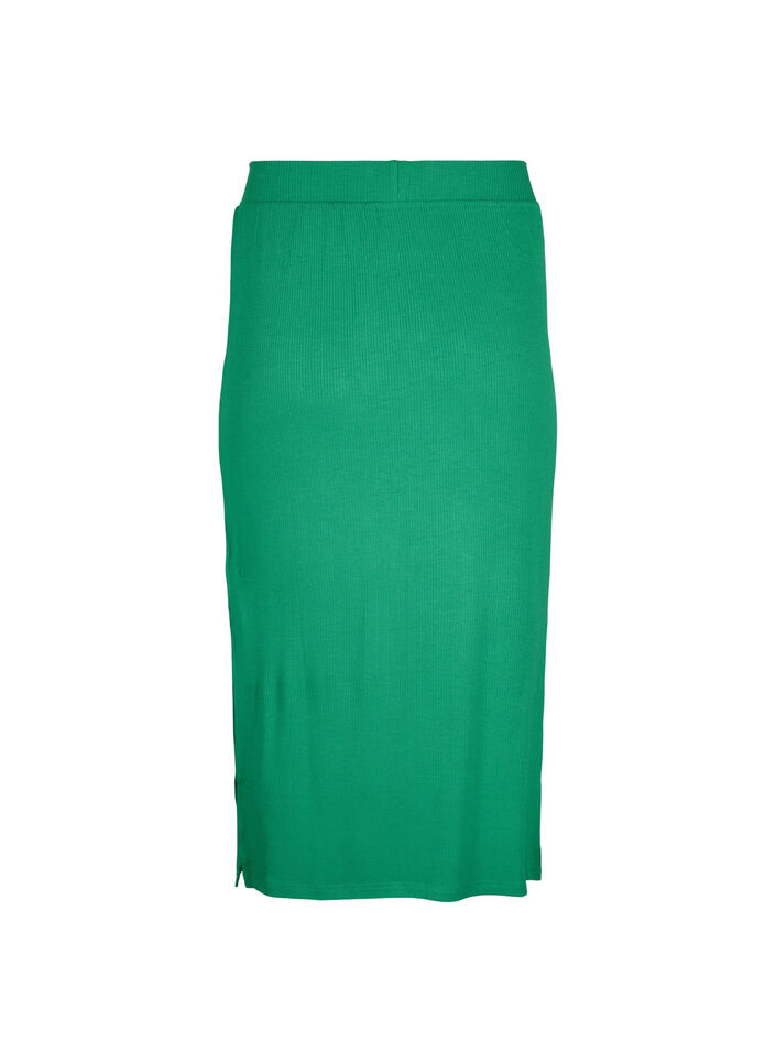 Viscose midirok met slanke pasvorm, Groen, Packshot image number 1