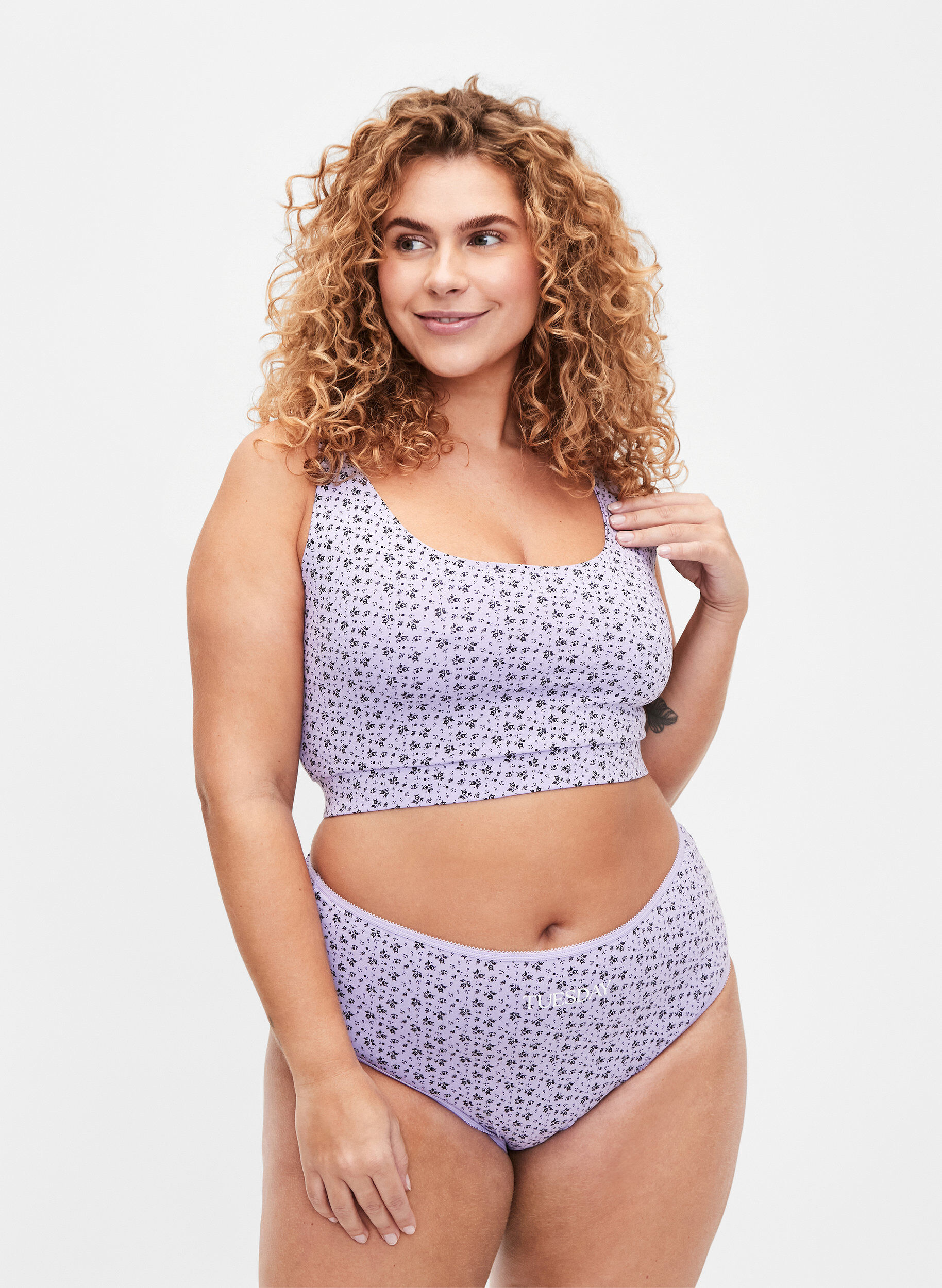 Zizzi 7-pack slip met normale taille, Paars, Model image number 0
