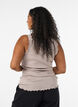 Geribde top met kanten afwerking, Beige, Model image number 2