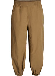 Katoenen balloonbroek met hoge taille, Bruin