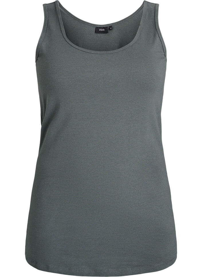 Solide kleur basis top in katoen, Groen, Packshot image number 0