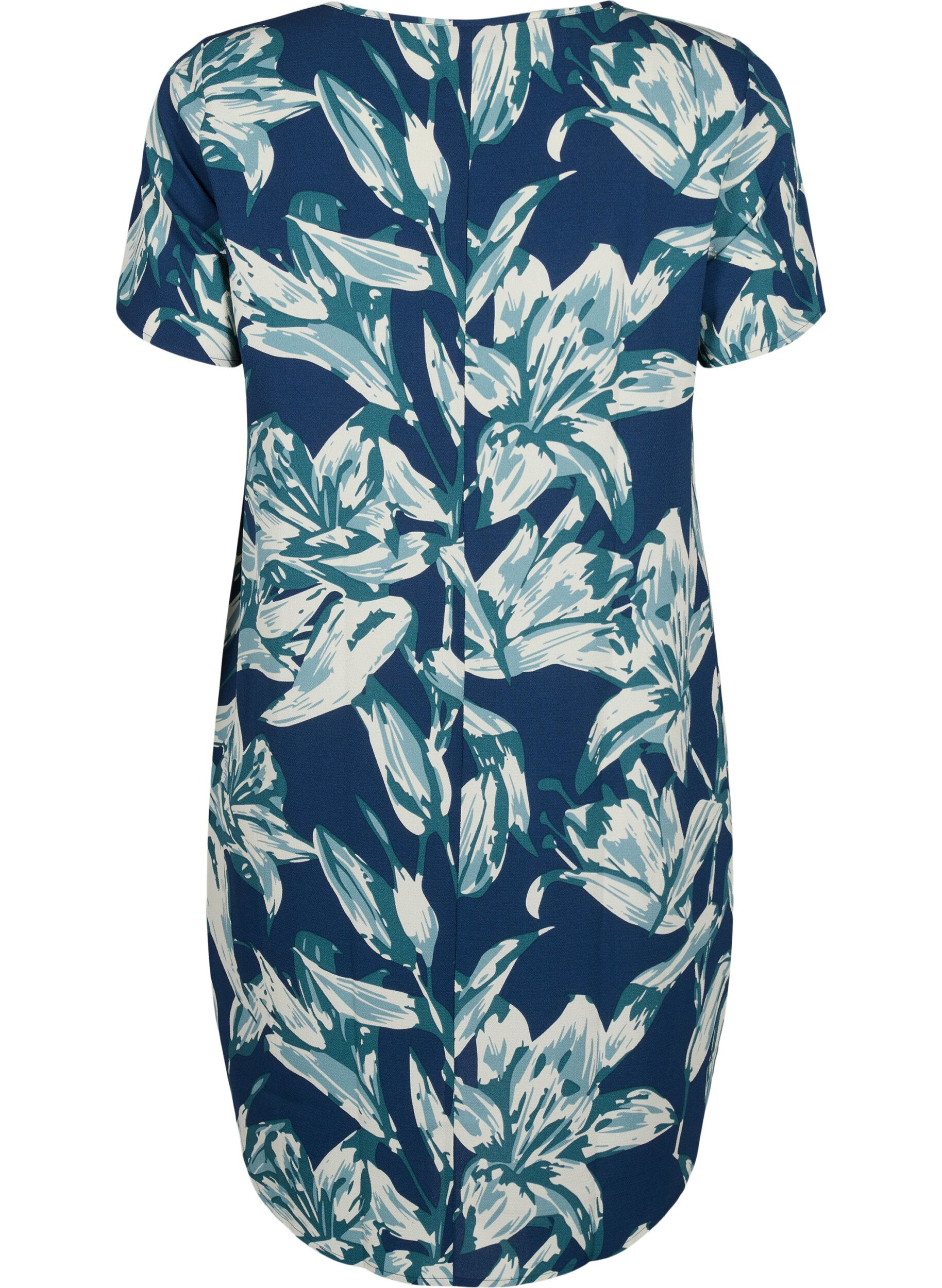 Zizzi Jurk met print en korte mouwen, Blauw, Packshot image number 1