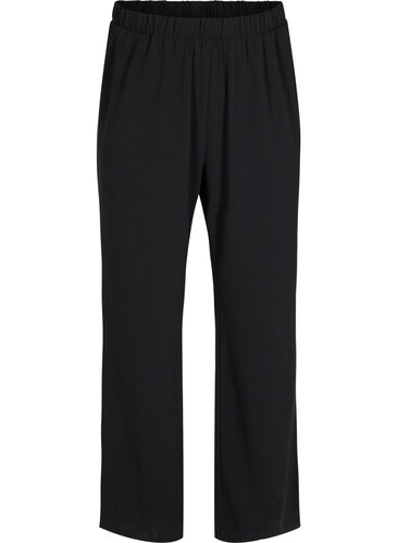 Flared broek met elastiek in de taille, Black, Packshot image number 0