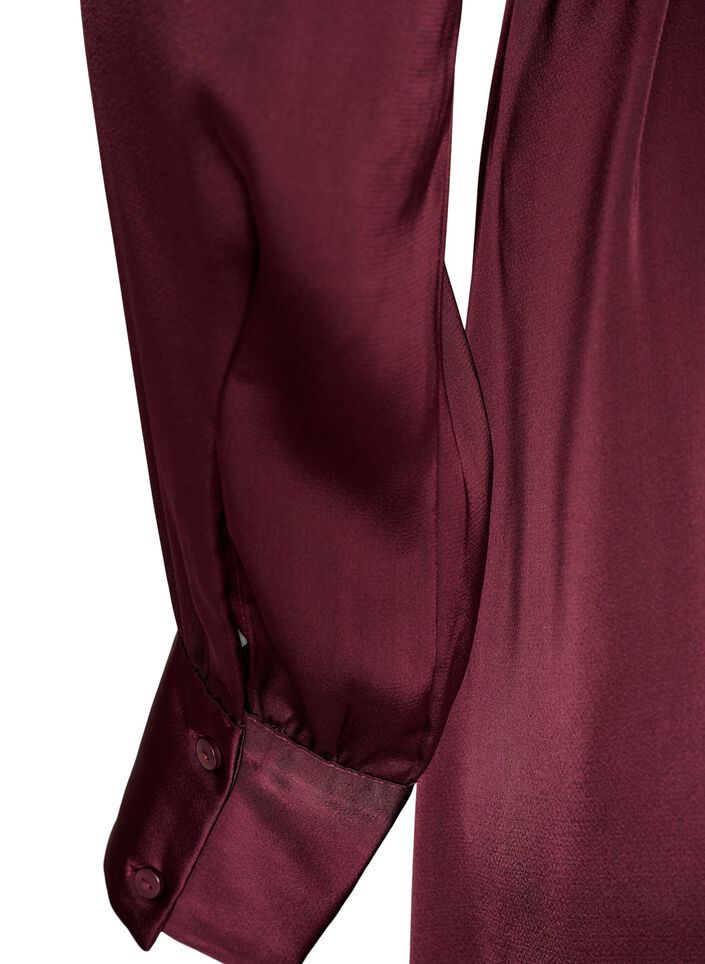 Satijnen overhemdjurk met een strikceintuur, Rood, Packshot image number 3
