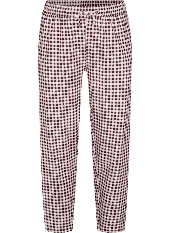 Katoenen pyjamabroek met hoge taille, Rood, Packshot image number 0