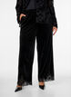 Fluwelen broek met kanten rand en wijde pijpen, Zwart, Model image number 0
