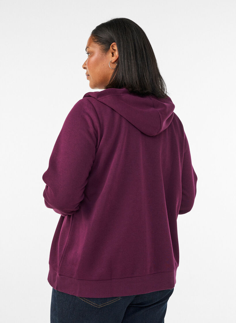 Sweatshirt met capuchon, ritssluiting en zakken, Paars, Model image number 2