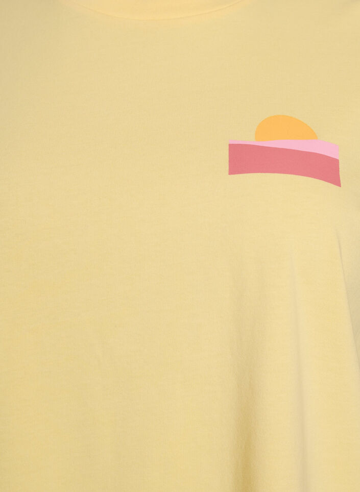 T-shirt van biologisch katoen met print op de rug, Geel, Packshot image number 2