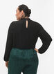 Glitter blouse met lange mouwen, ronde hals en V-detail, Black Black, Model image number 1