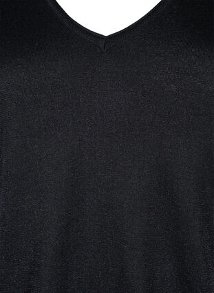 Gebreide blouse van viscose met glitter, Black w. DTM Lurex, Packshot image number 2
