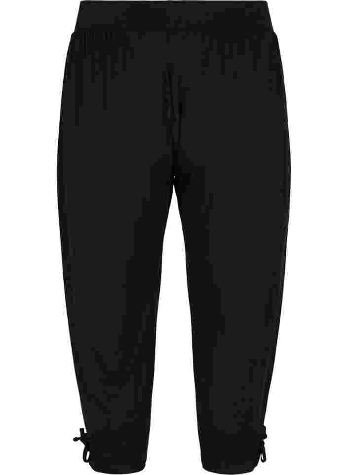 Sportieve driekwart broek in viscose, Black, Packshot image number 1