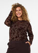 Mesh blouse met bloemenpatroon, Bruin, Model image number 0