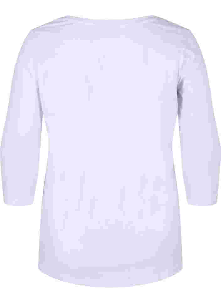 Basic t-shirt met driekwartsmouwen, Bright White, Packshot image number 1
