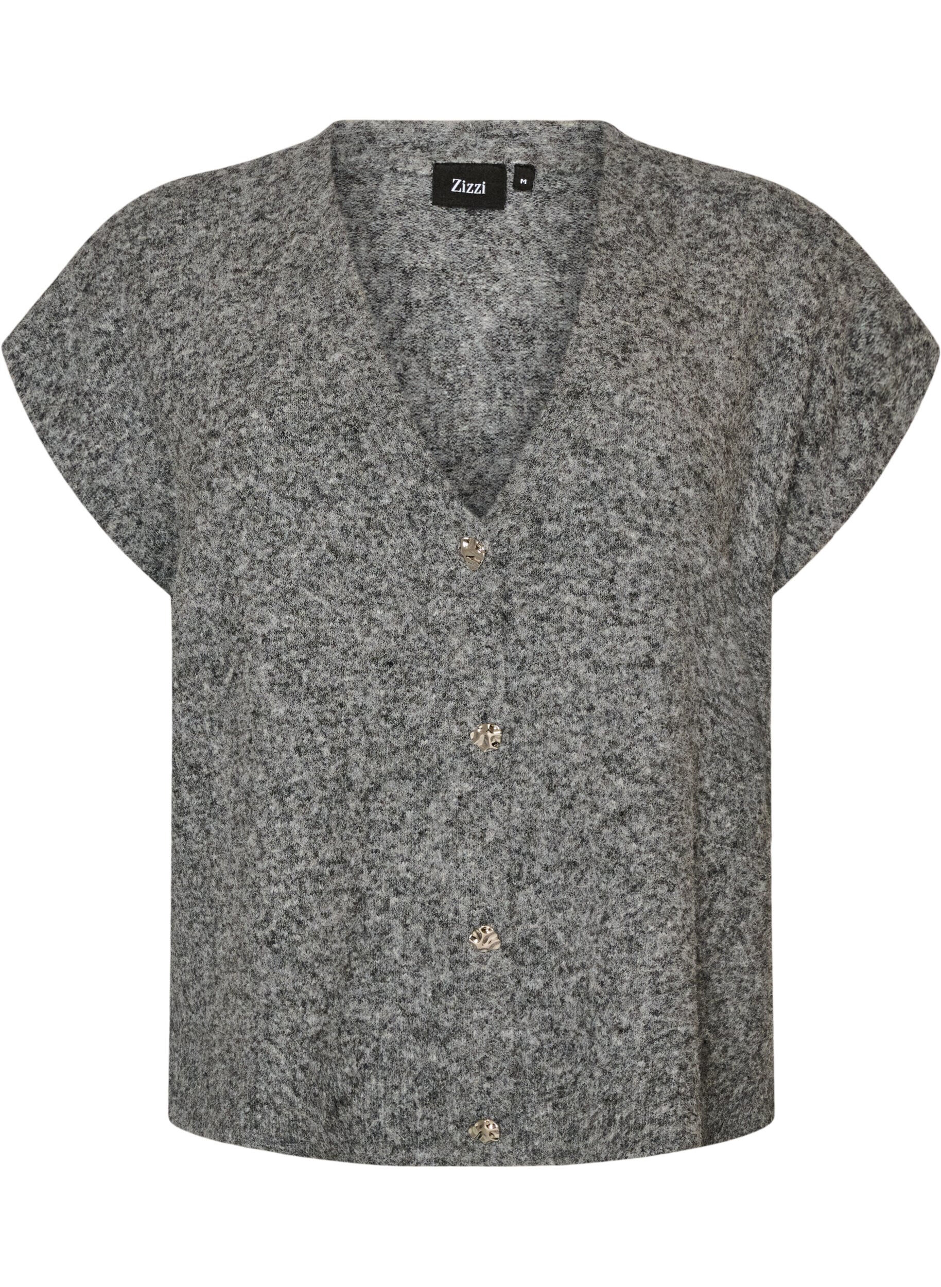Gebreid gilet met V-hals en decoratieve knopen