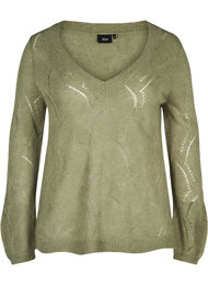 Gebreide blouse met patroon en wol, Sea Spray mel