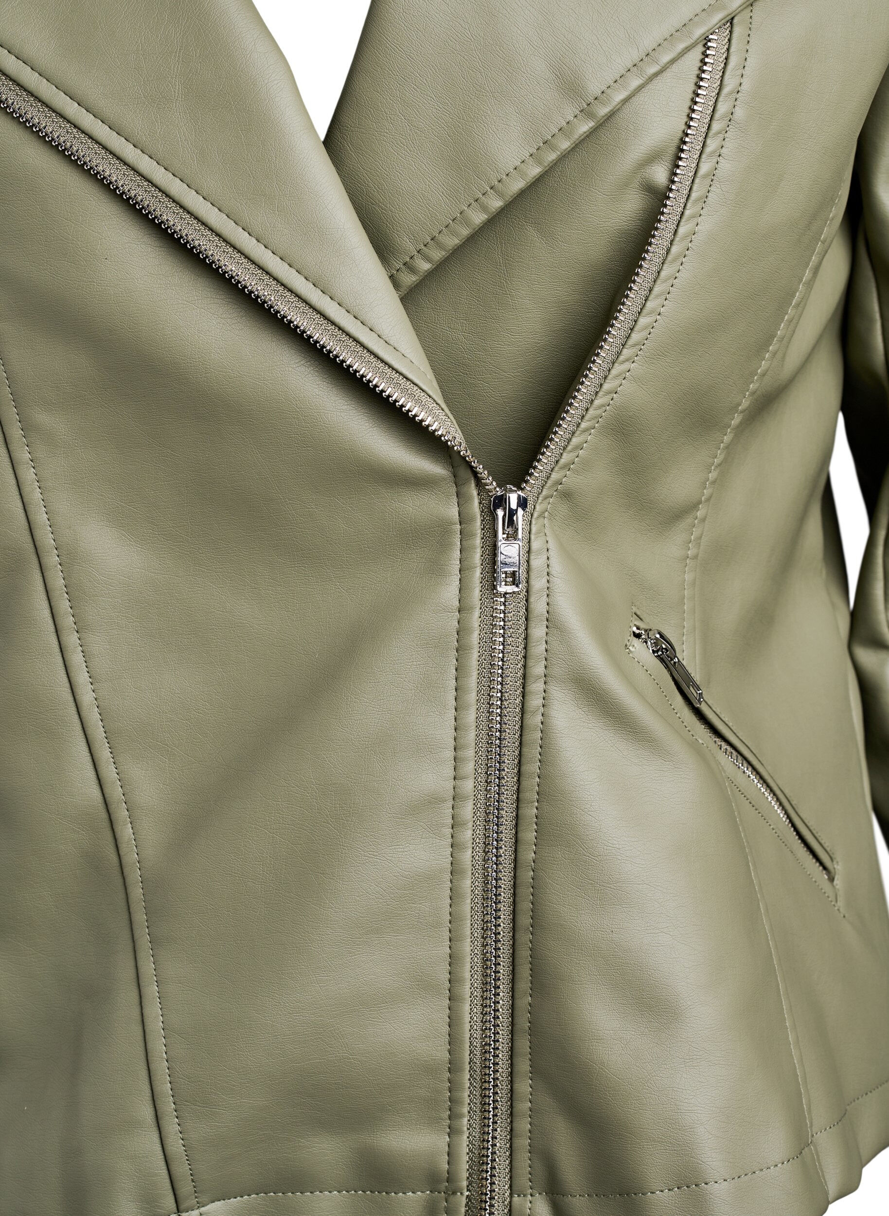 ZizziImitatieleer bikerjack, Groen, Packshot image number 2