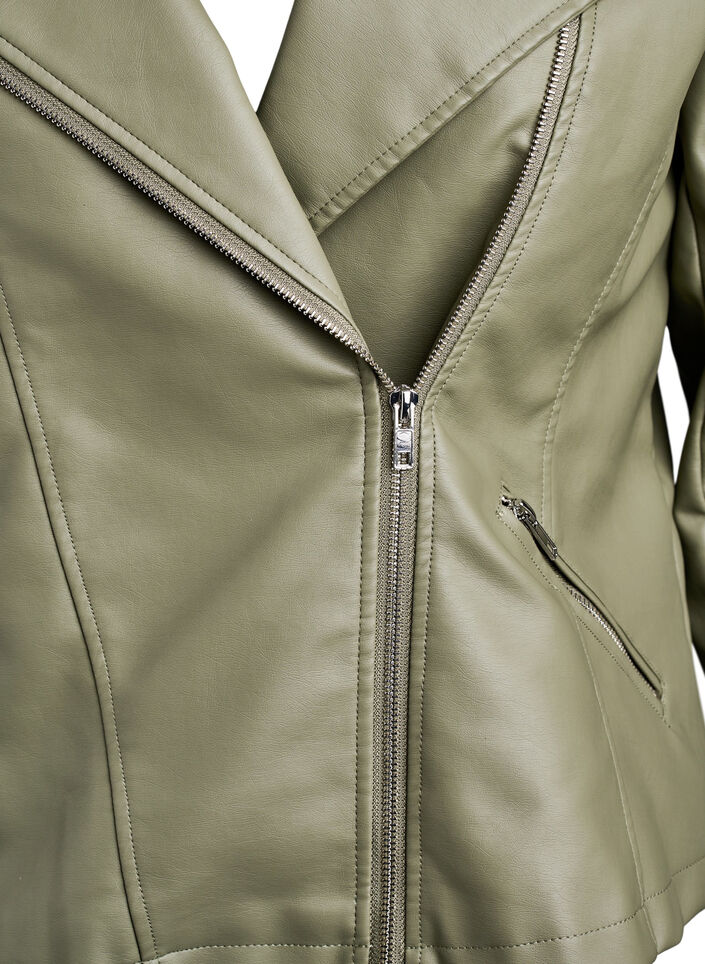 Imitatieleer bikerjack, Groen, Packshot image number 2