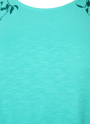 Katoenen t-shirt met bladprint, Turquoise C Leaf, Packshot image number 2