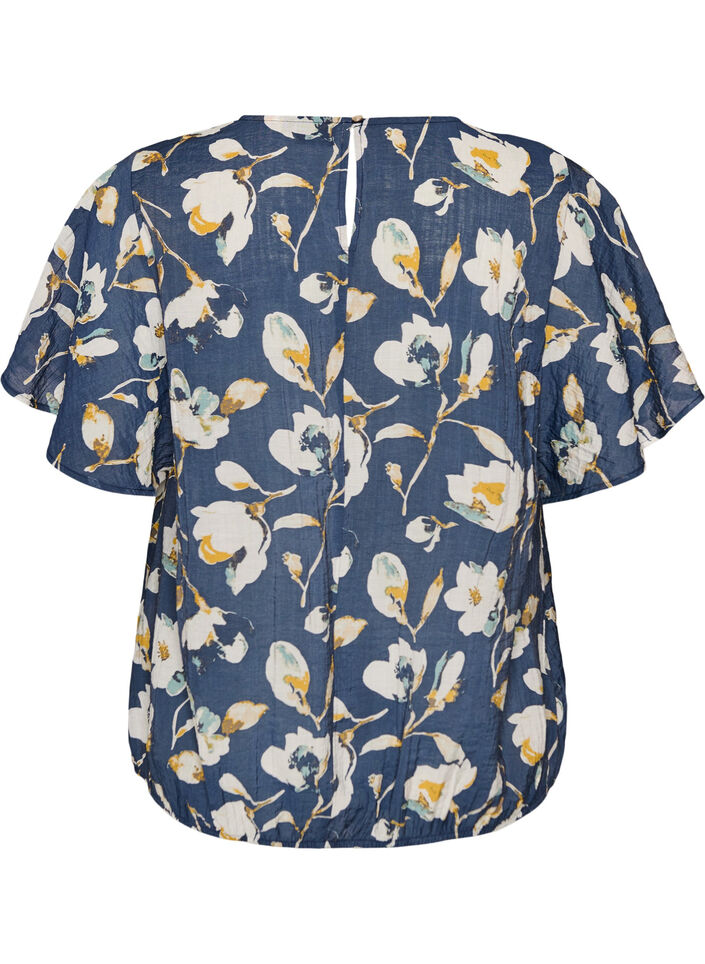 Blouse met ballonavorm en vleermuismouwen, Blauw, Packshot image number 1