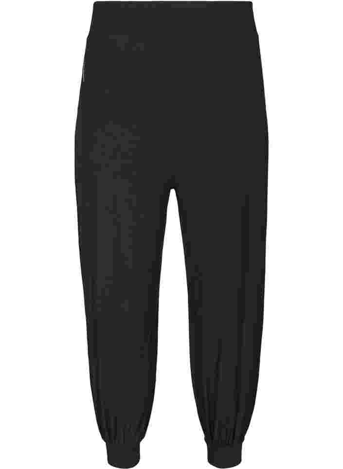 Losse driekwart broek in viscose, Black, Packshot image number 1