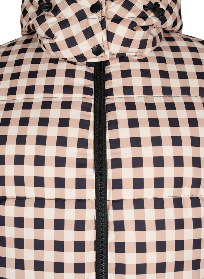 Geruite puffer winterjas, Black w. Nomad Check, Packshot image number 2