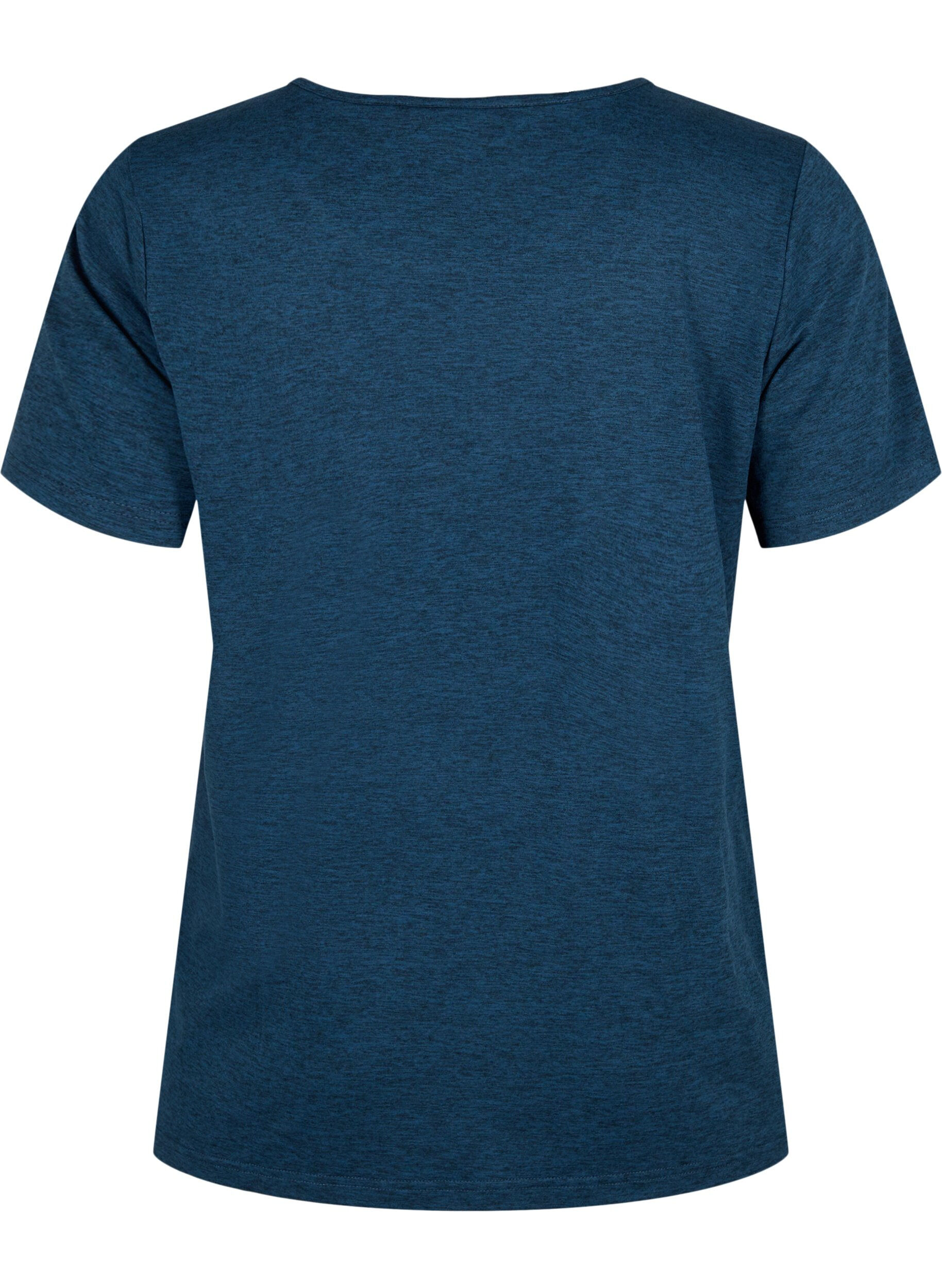 Zizzi Gem&ecirc;leerd sport t-shirt met ronde hals, Night Sky Mel., Packshot image number 1