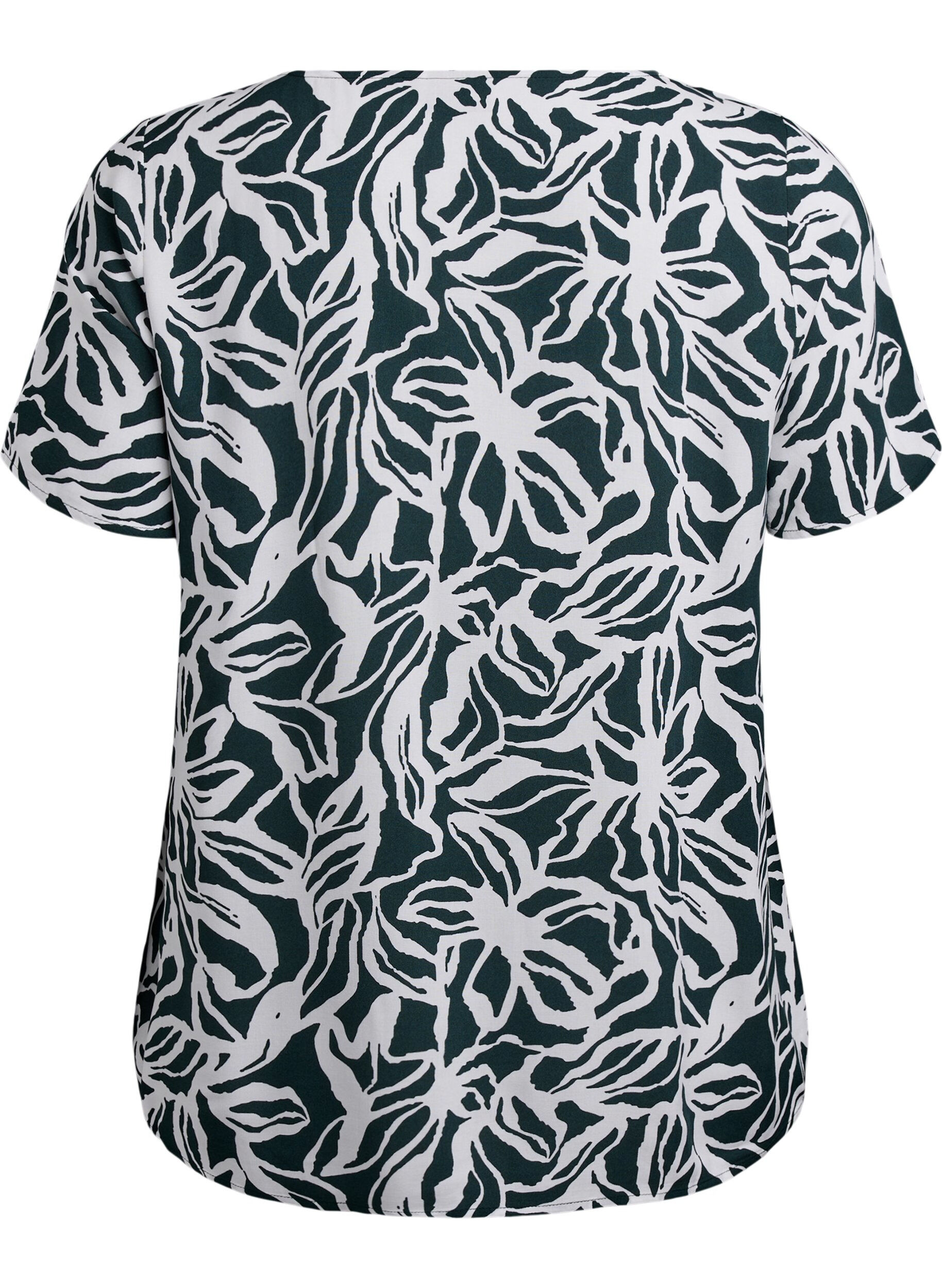 ZizziViscose blouse met korte mouwen en print, Groen, Packshot image number 1