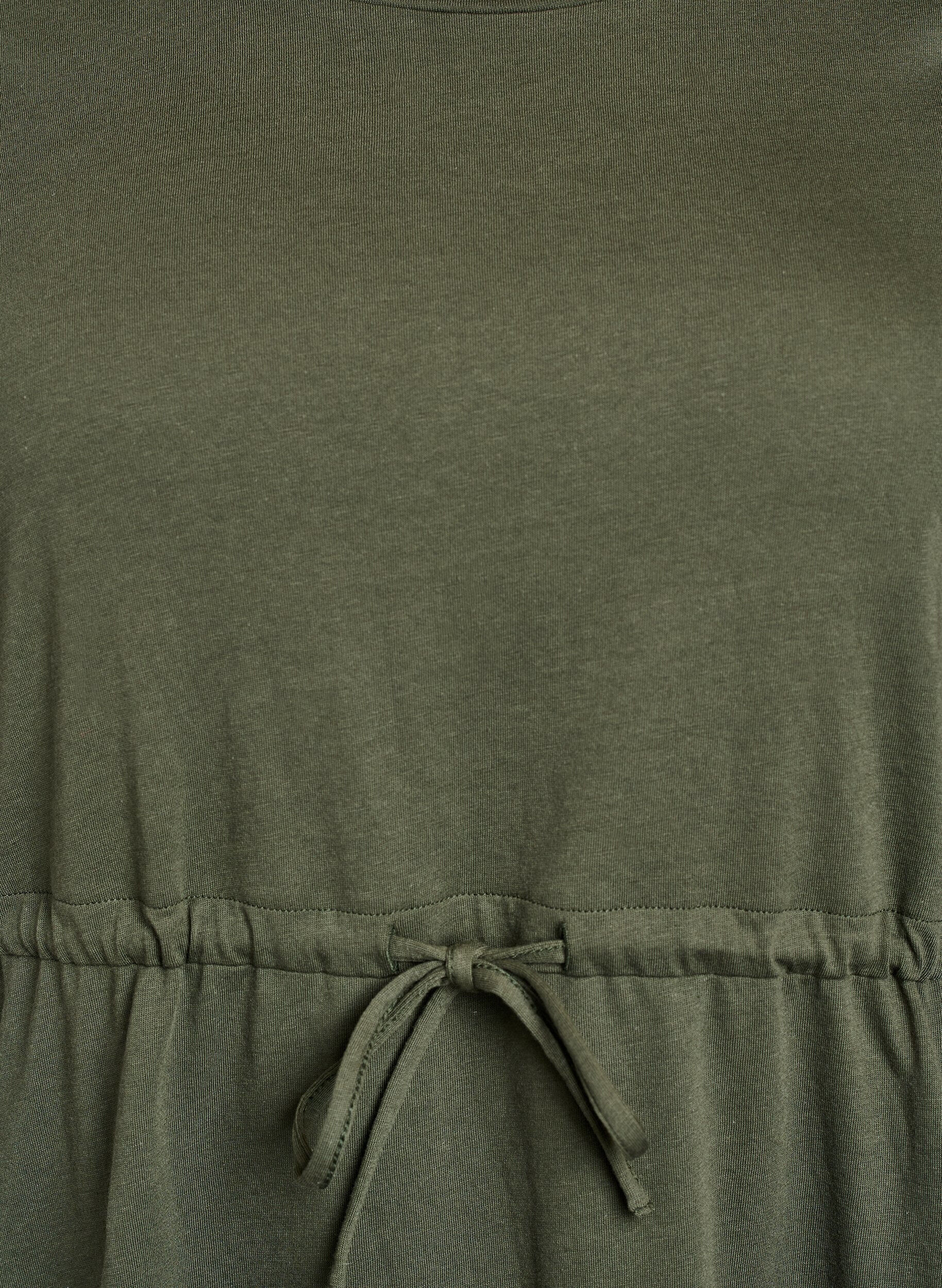 Zizzi FLASH - Korte T-shirtjurk met strikceintuur, Groen, Packshot image number 2