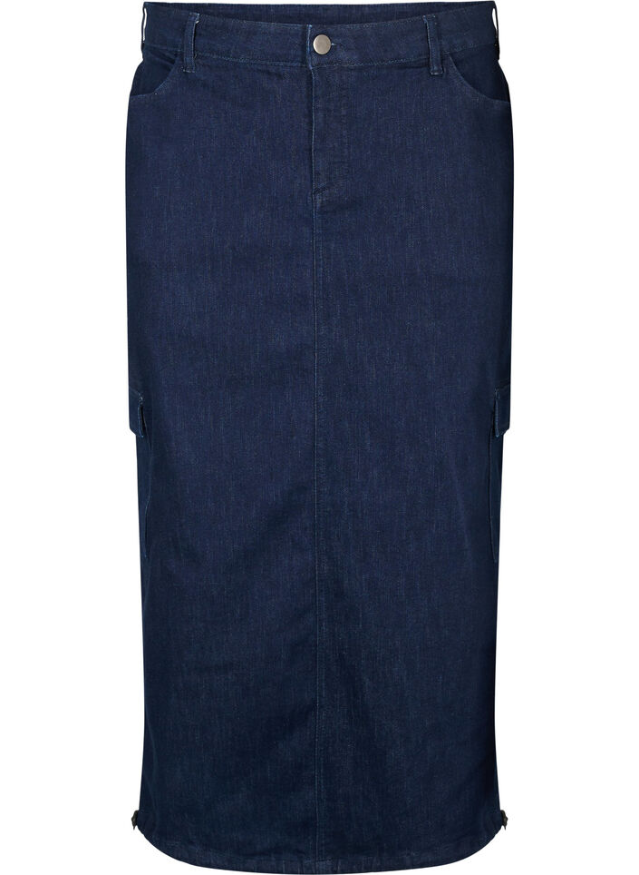 Denim maxi-rok, Dark Blue Denim, Packshot image number 0