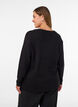 Fijngebreid cardigan met decoratieve knopen, Zwart, Model image number 2