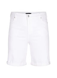 Korte spijkerbroek met strakke pasvorm en hoge taille, Bright White
