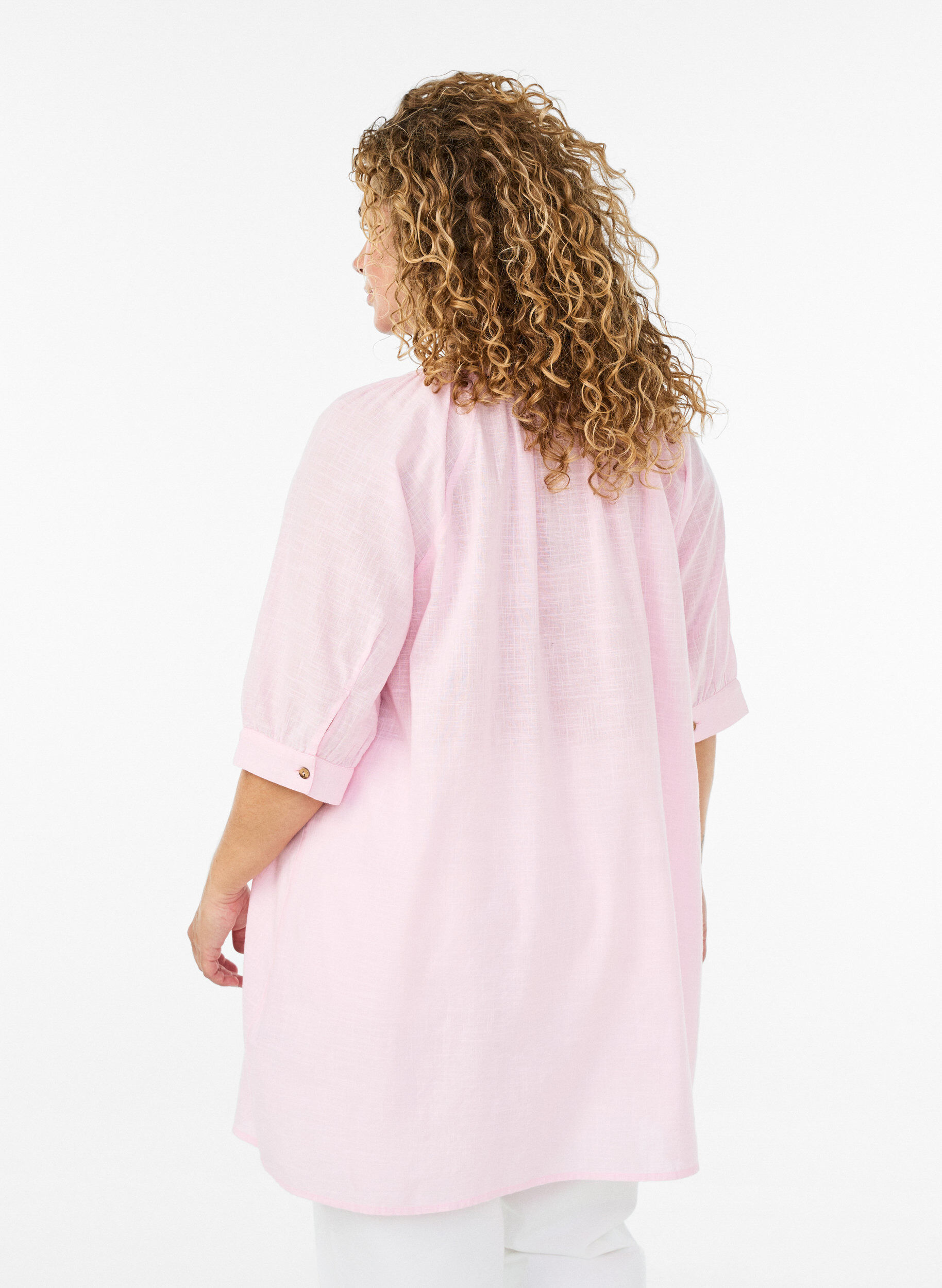 ZizziKatoenen tuniek met V-hals, Roze, Model image number 2