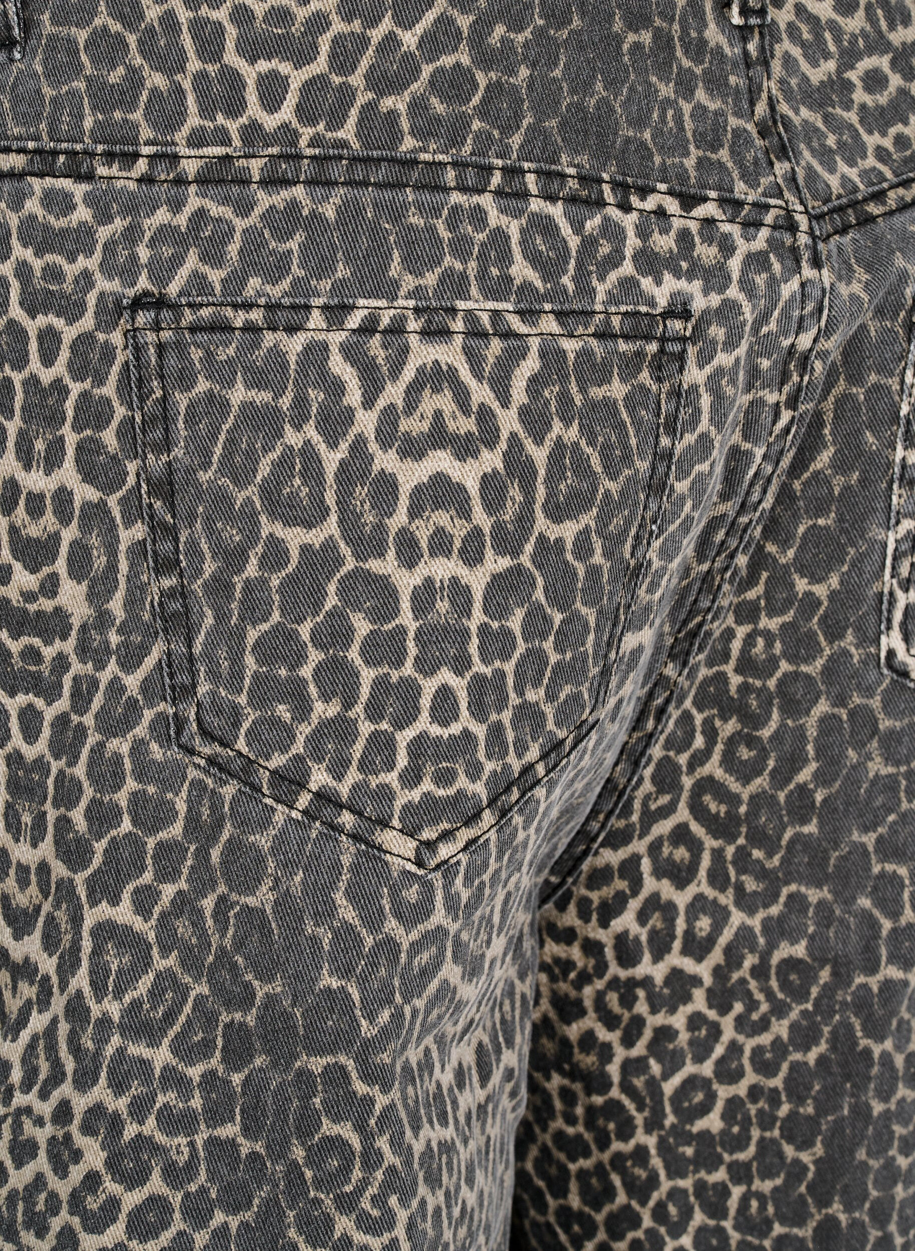 Zizzi Luipaardprint denim bermuda shorts, Bruin, Packshot image number 3