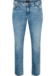 Emily jeans met normale taille en destroy, Blue denim