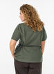 Blouse in een katoenmix met V-hals en striklint, Groen, Model image number 1