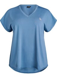 T-shirt met korte mouwen voor workouts en V-hals, Blauw