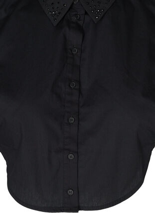 Losse blouse kraag met steentjes, Black, Packshot image number 2