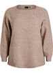 Gebreide blouse met strassteentjes en studs, Beige, Packshot image number 0