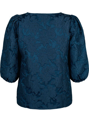 Jacquard blouse met 3/4 mouwen, Titan, Packshot image number 1