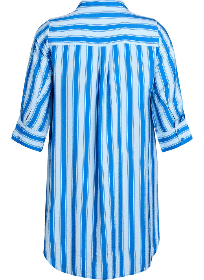 Korte jurk met kraag en borstzak, Blauw, Packshot image number 1