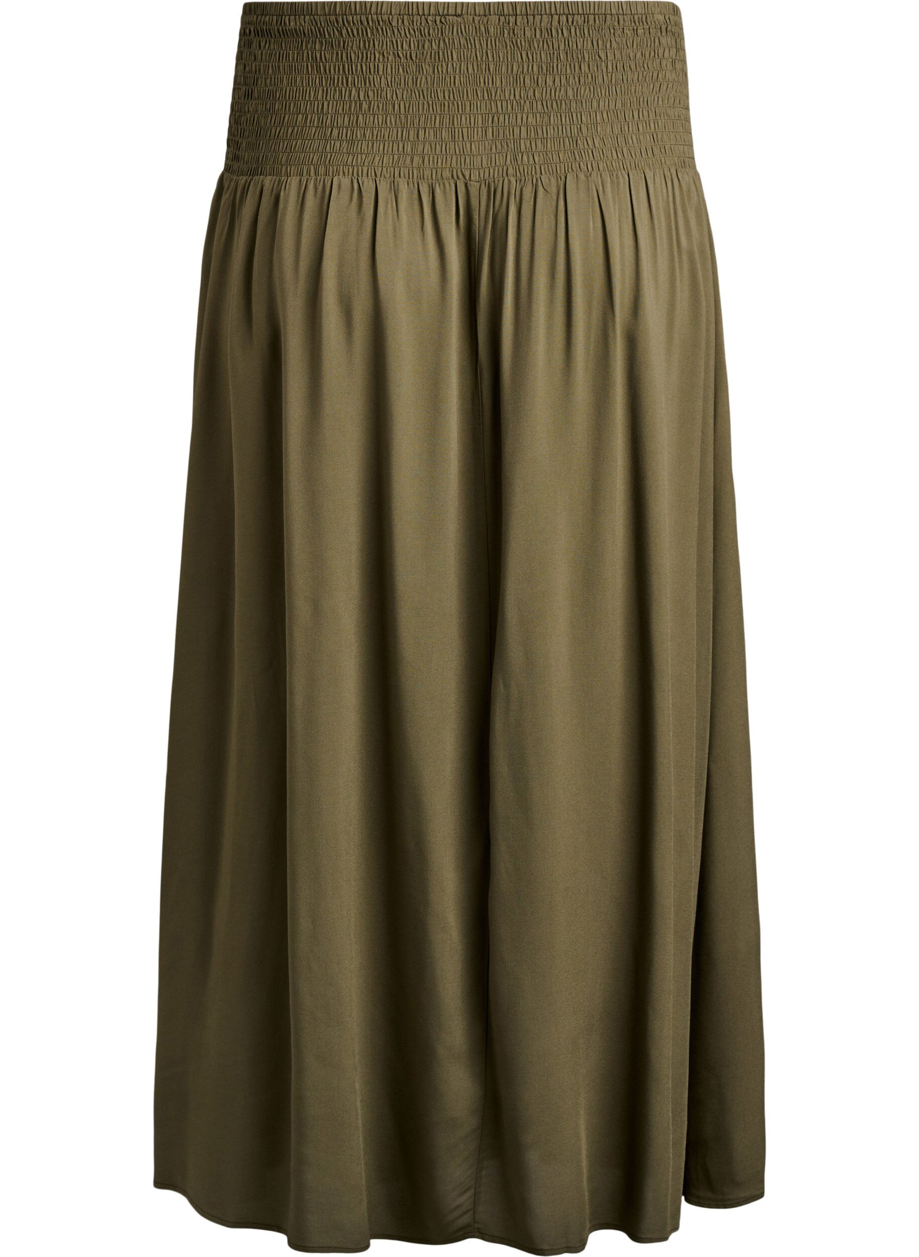 ZizziMaxi rok in viscose met smokwerk, Groen, Packshot image number 1