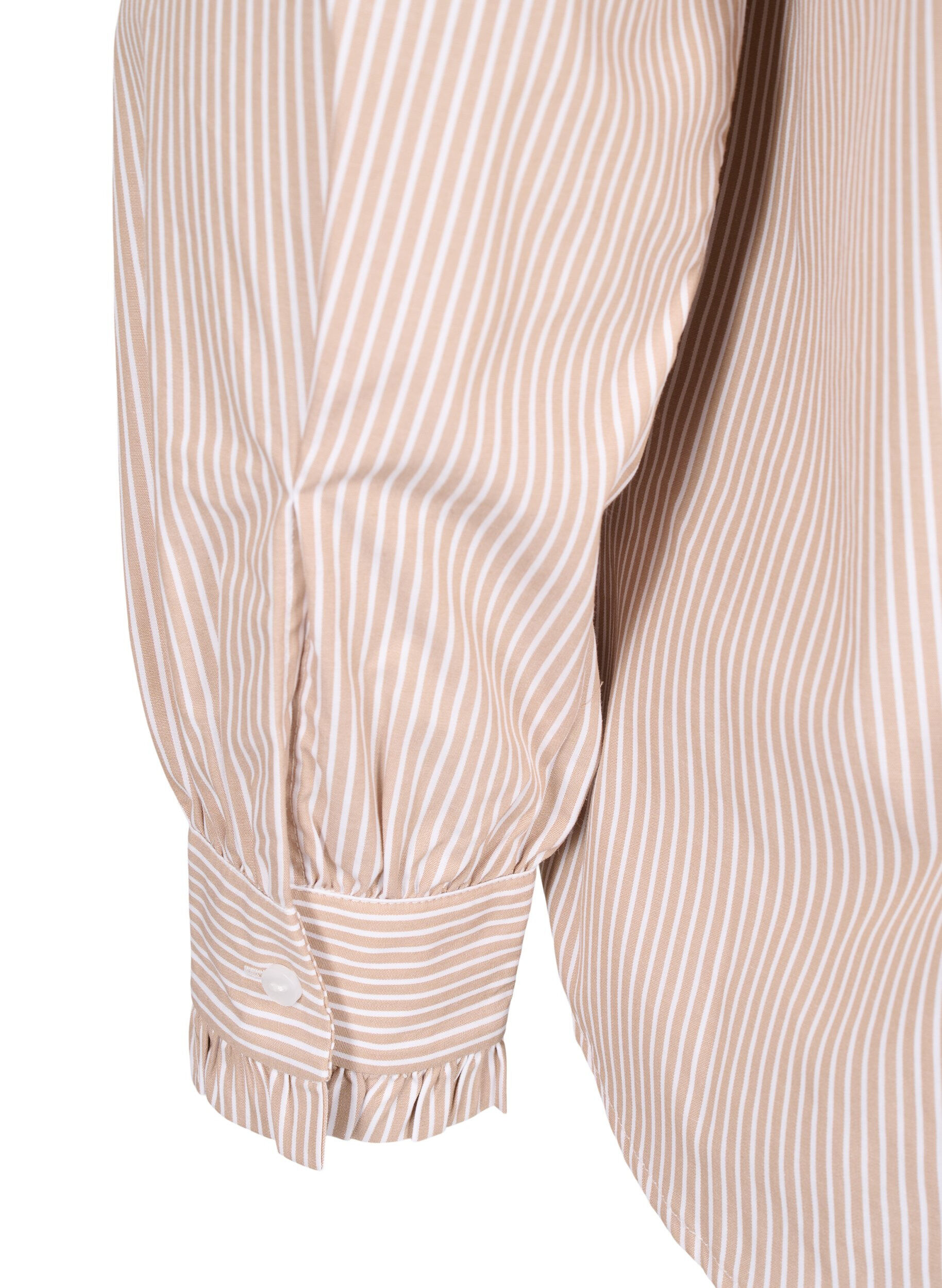 Zizzi Overhemd blouse met strepen en ruches, Silver Mink Stripe, Packshot image number 4