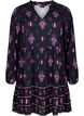 Viscose jurk met lange mouwen en print, Black Pink AOP, Packshot image number 0