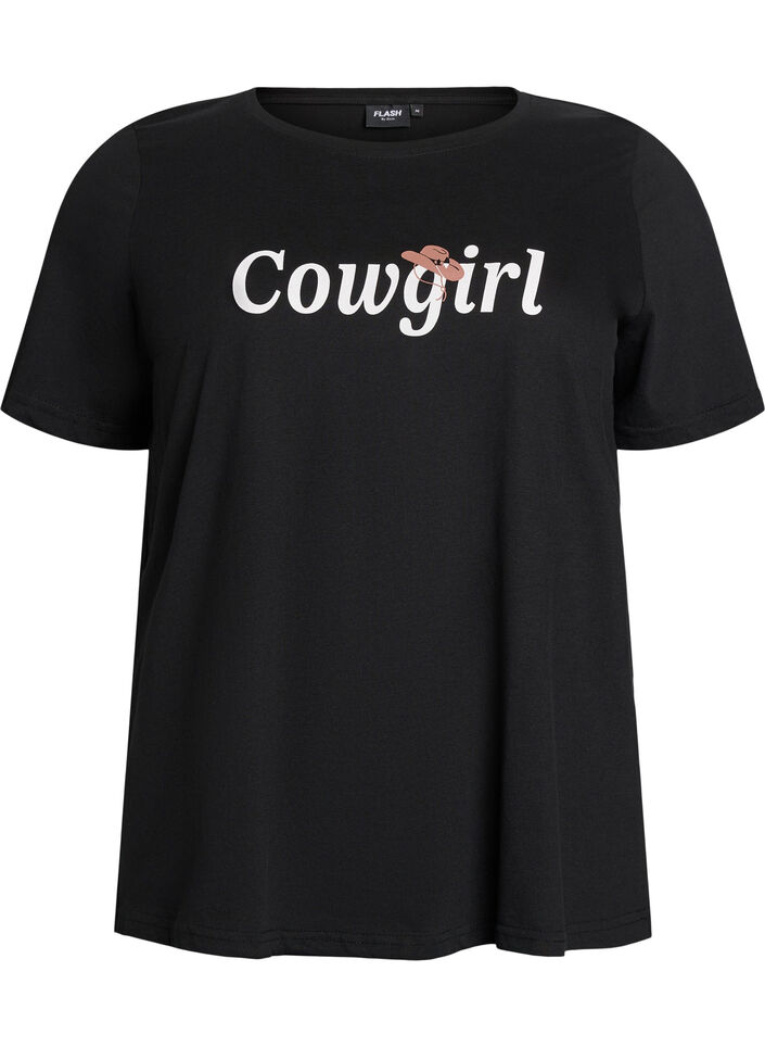 T-shirt met print, Zwart, Packshot image number 0