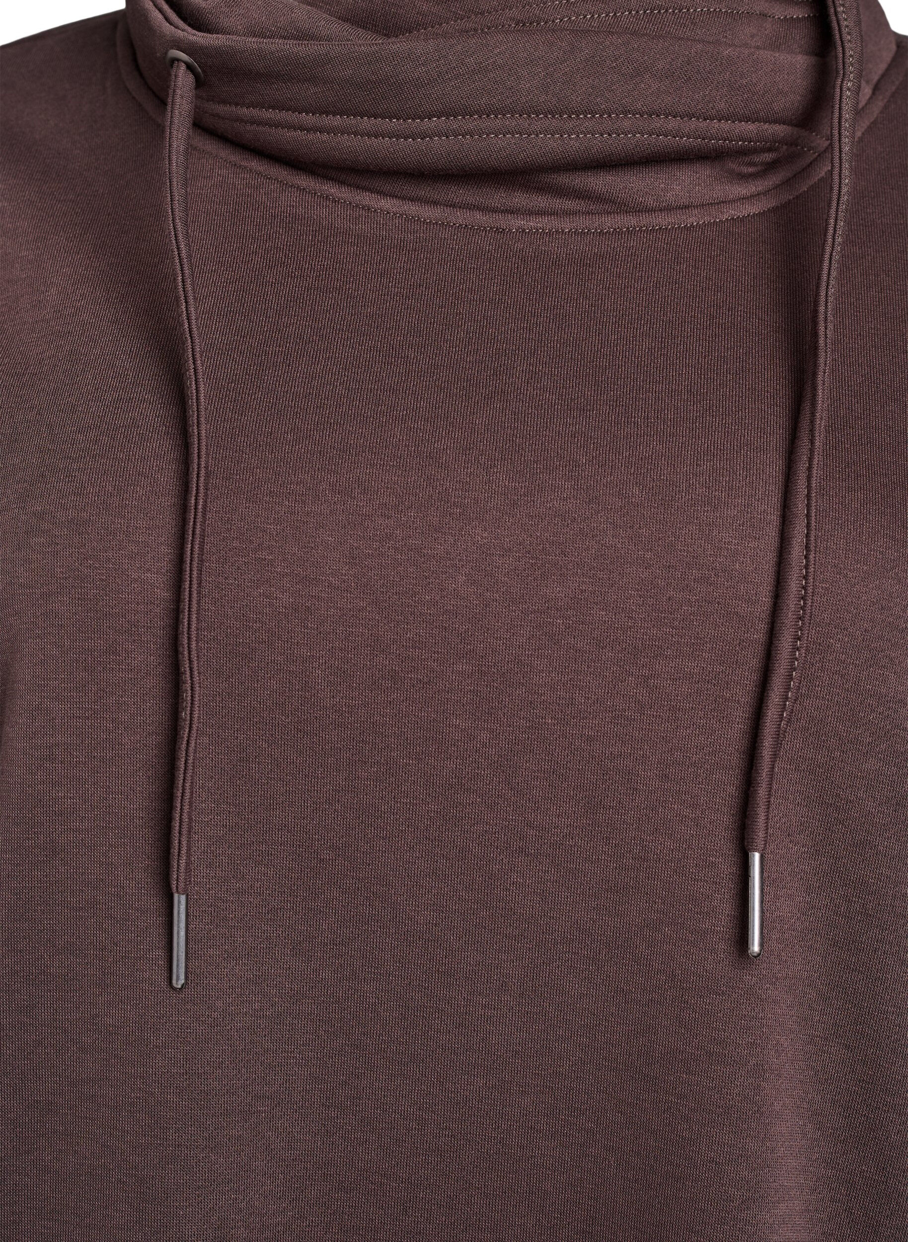 Zizzi FLASH - Sweatshirt met hoge kraag en zakken, Bruin, Packshot image number 2