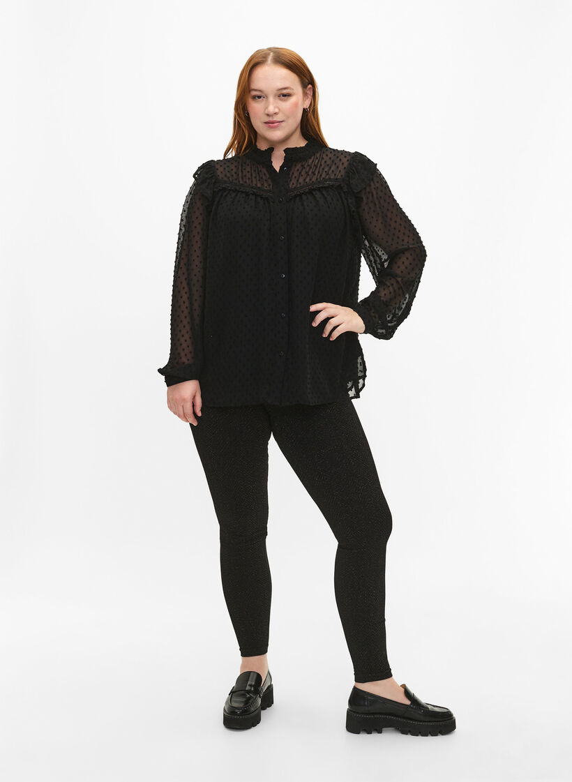 Naadloze glitter leggings, Black Gold Lurex, Model image number 3